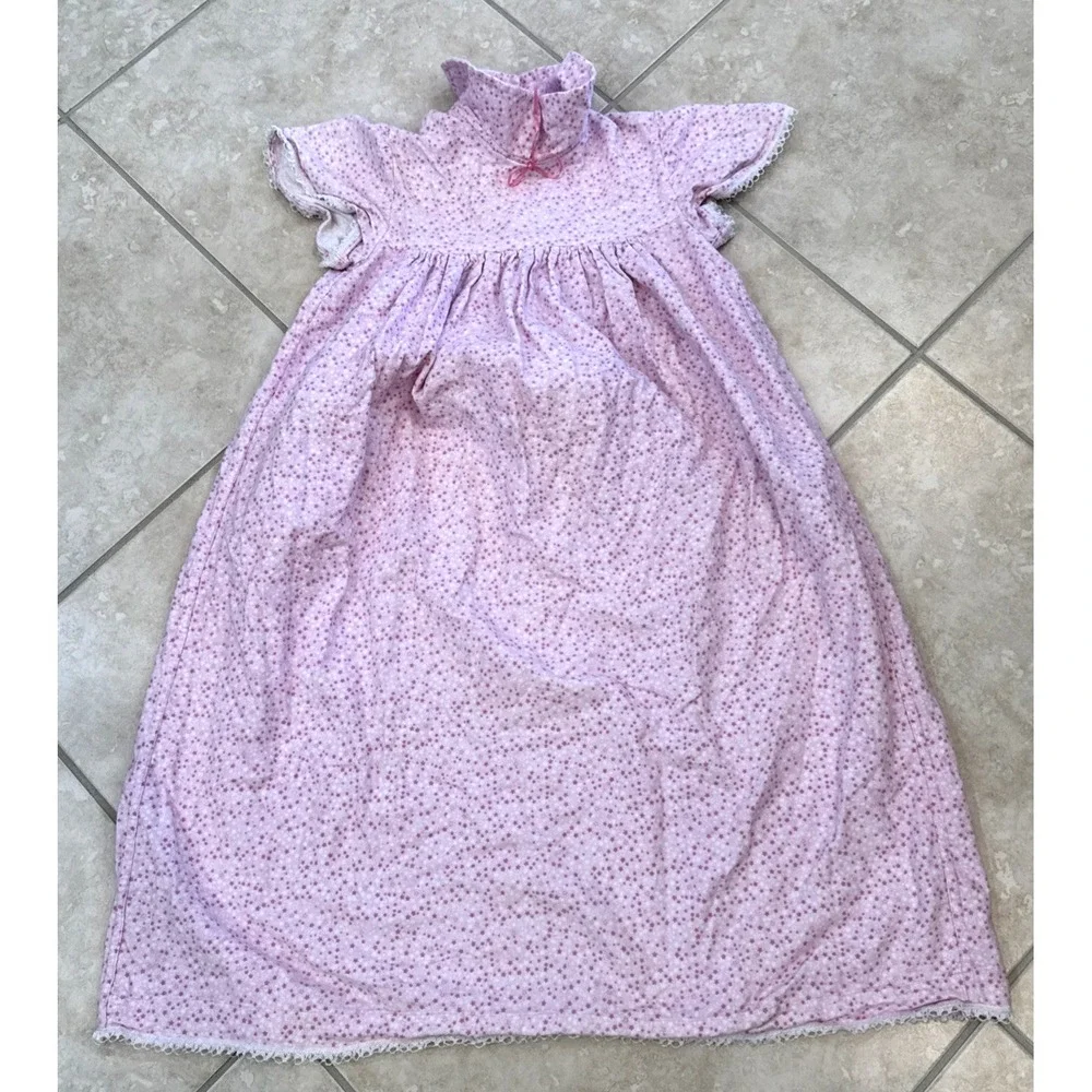 Girls Nightgown‎ Cottage Core Pink Floral Lace Size L?(10/12) Grany Prairie *